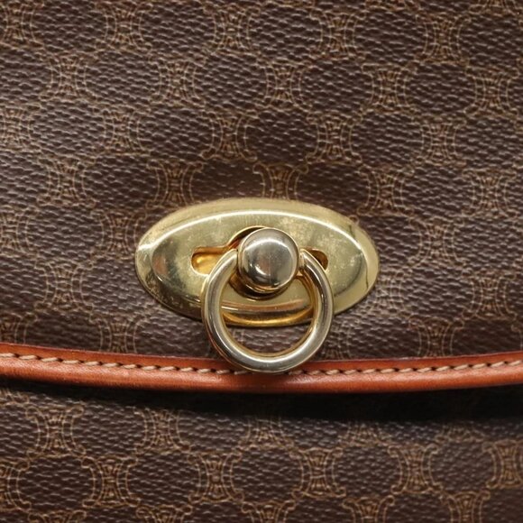 CELINE Macadam Canvas Hand Bag PVC Leather Brown Gold Auth 121702 - Picture 10 of 16